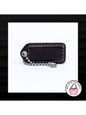 2" Medium COACH BROWN LEATHER KEY FOB BAG CHARM KEYCHAIN HANG TAG